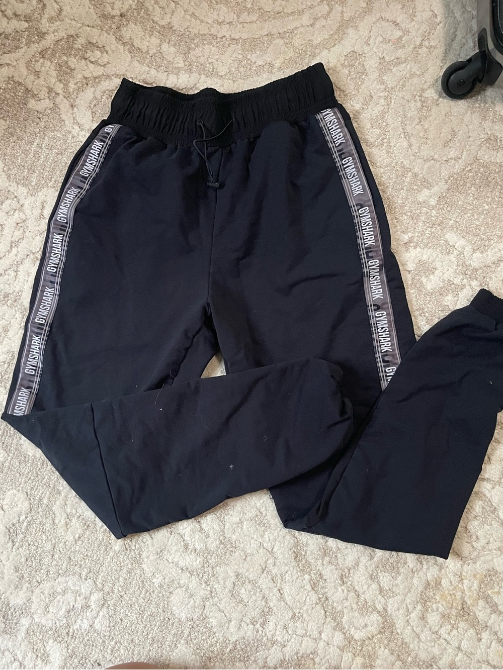 Gymshark Black Track Joggers with Branded Side Tape